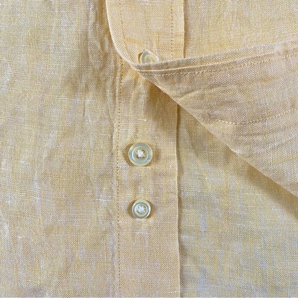 BROOKS BROTHERS 346 MEN’S 100% LINEN SHIRT YELLOW SIZE LARGE - Picture 14 of 15